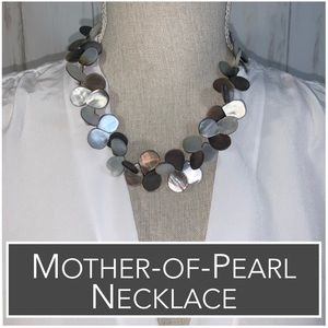 Vintage Mother-of-Pearl Necklace Teardrop Beads in Shades of Ivory to Brown EUC